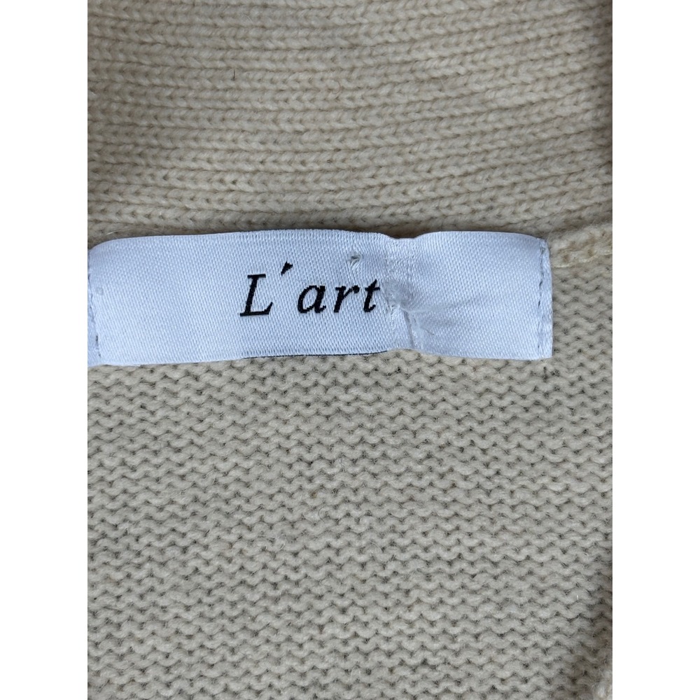 L'art Cream Wool Blend V-Neck Button Front Cardigan Sweater Made in Korea FREE - Picture 2 of 10
